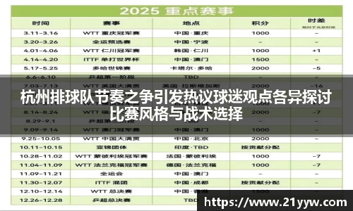 杭州排球队节奏之争引发热议球迷观点各异探讨比赛风格与战术选择